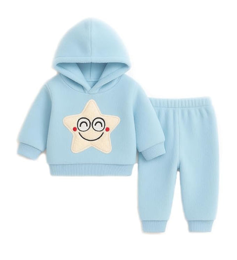 Kid's Smiling Star Warm Fleece Pullover Sweatshirt Hoodie  and Jogger Set