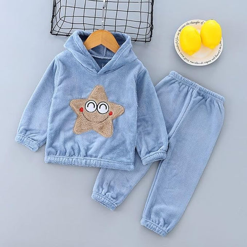 Kid's Smiling Star Warm Fleece Pullover Sweatshirt Hoodie  and Jogger Set