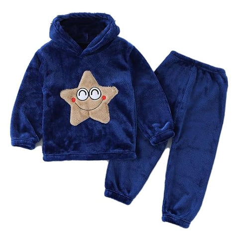 Kid's Smiling Star Warm Fleece Pullover Sweatshirt Hoodie  and Jogger Set