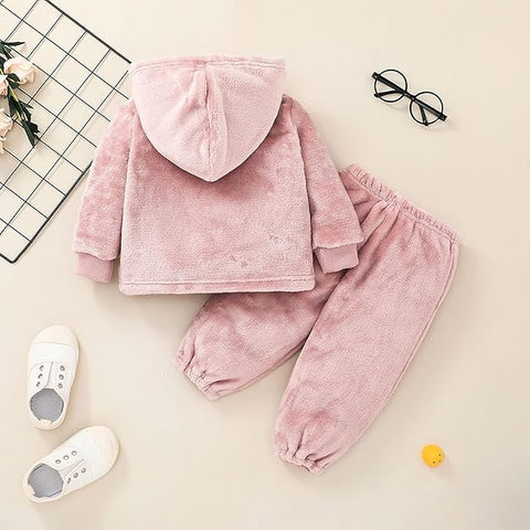 Kid's Smiling Star Warm Fleece Pullover Sweatshirt Hoodie  and Jogger Set