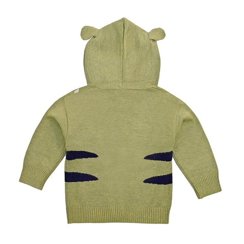 Kid's Jungle Animal Warm Wool Knitted Front Open Hoodie Sweater Cardigan