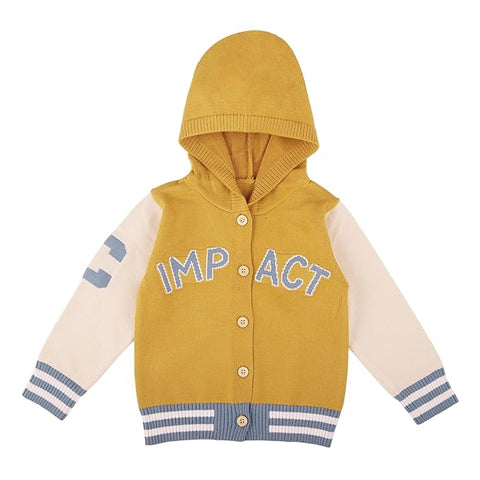 Kid's Jungle Animal Warm Wool Knitted Front Open Hoodie Sweater Cardigan