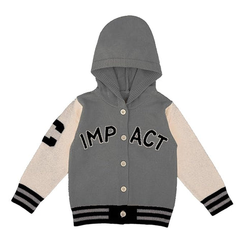 Kid's Jungle Animal Warm Wool Knitted Front Open Hoodie Sweater Cardigan