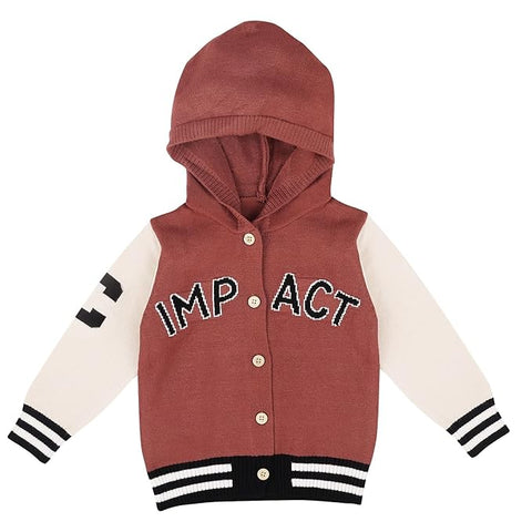 Kid's Jungle Animal Warm Wool Knitted Front Open Hoodie Sweater Cardigan