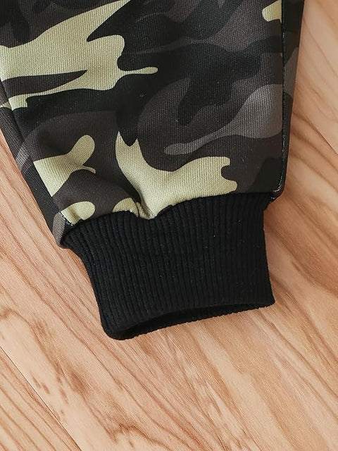 Dad & Me Printed Camouflage Kid's Full Sleeve Sweatshirt and Jogger Pant Clothing Set