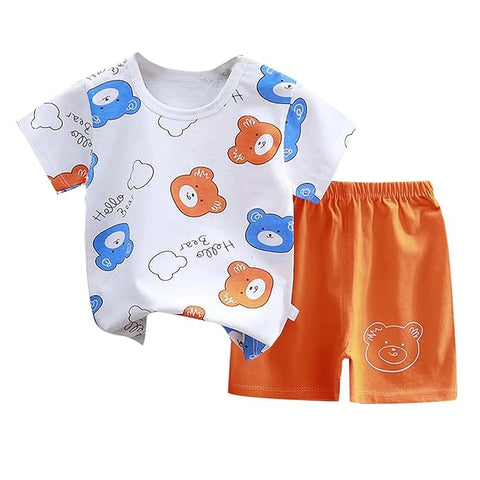 Cute Bear Printed t-Shirt & Shorts Set For Kids