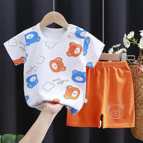 Cute Bear Printed t-Shirt & Shorts Set For Kids