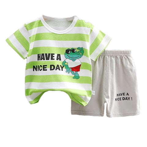 Cool Crocodile Printed T-Shirt & Shorts Set For Kids