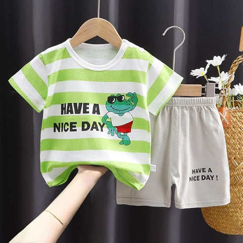 Cool Crocodile Printed T-Shirt & Shorts Set For Kids