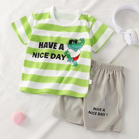 Cool Crocodile Printed T-Shirt & Shorts Set For Kids