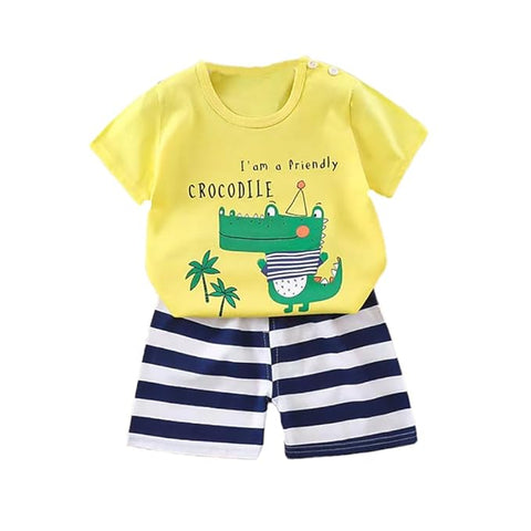 Cool Crocodile Printed T-Shirt & Shorts Set For Kids