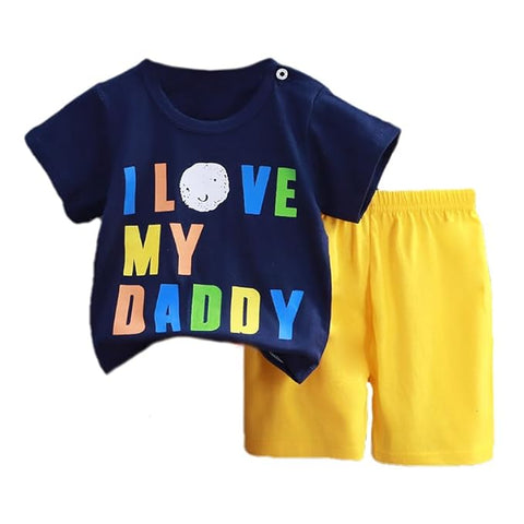 I Love My daddy Printed T-Shirt & Shorts Set