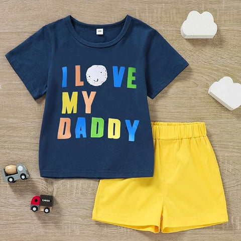 I Love My daddy Printed T-Shirt & Shorts Set
