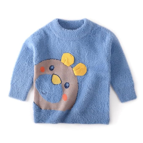 Kid's Cartoon Soft Fur Woollen Winter Pullover Sweater