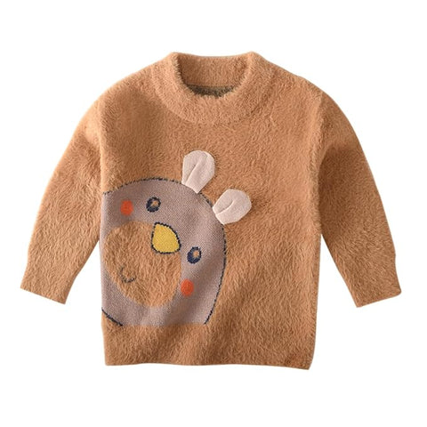 Kid's Cartoon Soft Fur Woollen Winter Pullover Sweater