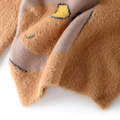 Kid's Cartoon Soft Fur Woollen Winter Pullover Sweater