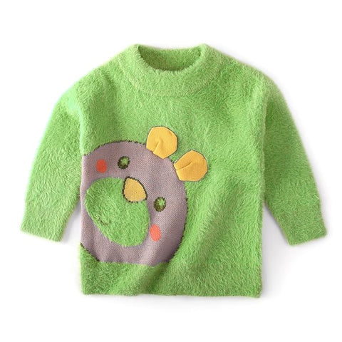 Kid's Cartoon Soft Fur Woollen Winter Pullover Sweater