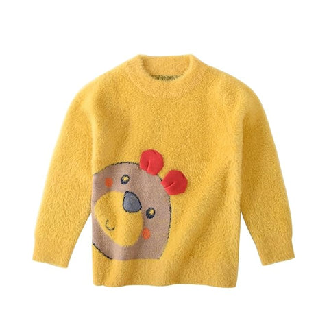 Kid's Cartoon Soft Fur Woollen Winter Pullover Sweater