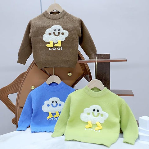 Kid's Cartoon Soft Fur Woollen Winter Pullover Sweater