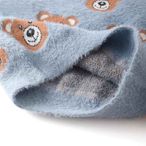 Kid's Bear AOP Soft Fur Woollen Winter Pullover Sweater