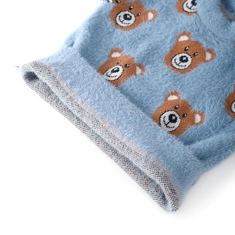 Kid's Bear AOP Soft Fur Woollen Winter Pullover Sweater