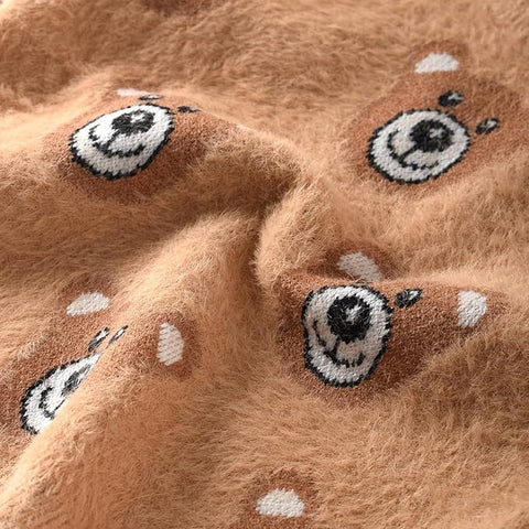 Kid's Bear AOP Soft Fur Woollen Winter Pullover Sweater