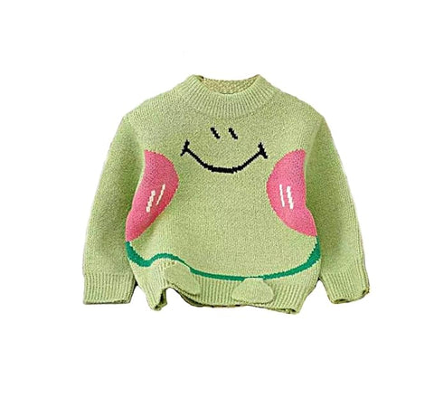 Happy Face Patch Kid's Full Sleeve Warm Woolen Winter Pullover Sweater