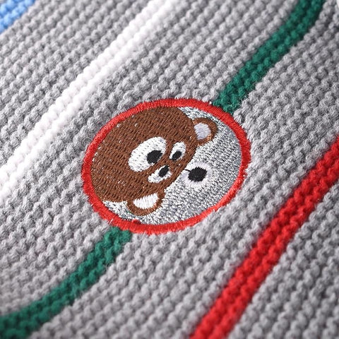 Kid's Warm Striped Front Open Flat Knit Hoodie Sweater Cardigan for Boys & Girls