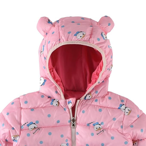 Kid's Cartoon Print Reversible Winter Puffer Jacket For Boys & Girls