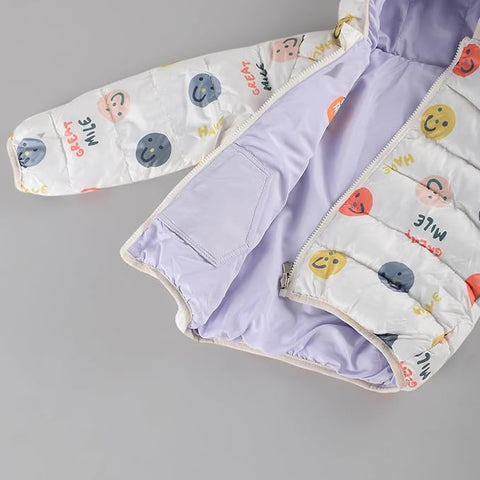 Kid's Cartoon Print Reversible Winter Puffer Jacket For Boys & Girls