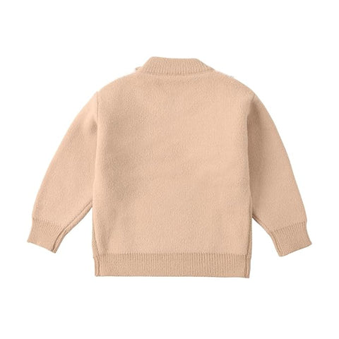 Kid's Cartoon Face Knitted Soft Fur Woollen Winter Pullover Sweater