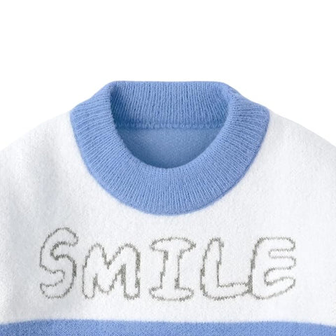 Kid's Cartoon Face Knitted Soft Fur Woollen Winter Pullover Sweater