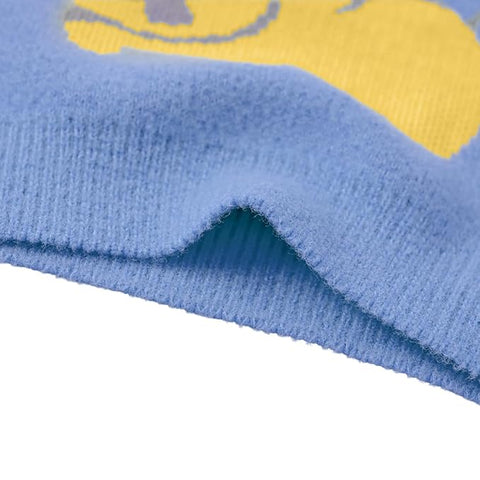Kid's Cartoon Face Knitted Soft Fur Woollen Winter Pullover Sweater