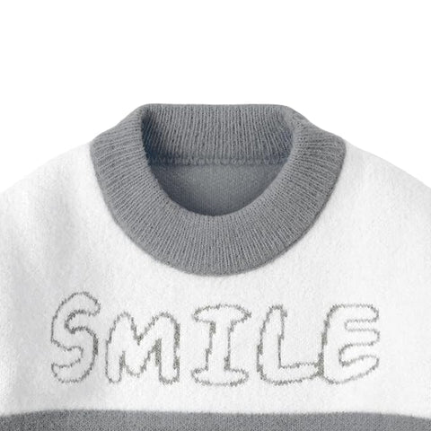 Kid's Cartoon Face Knitted Soft Fur Woollen Winter Pullover Sweater