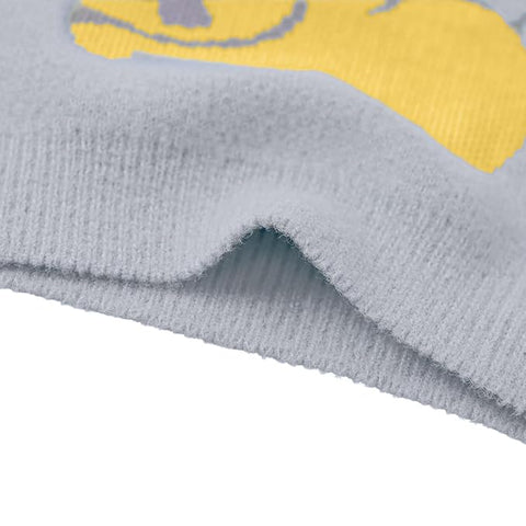 Kid's Cartoon Face Knitted Soft Fur Woollen Winter Pullover Sweater