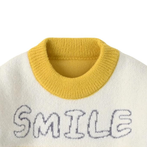 Kid's Cartoon Face Knitted Soft Fur Woollen Winter Pullover Sweater