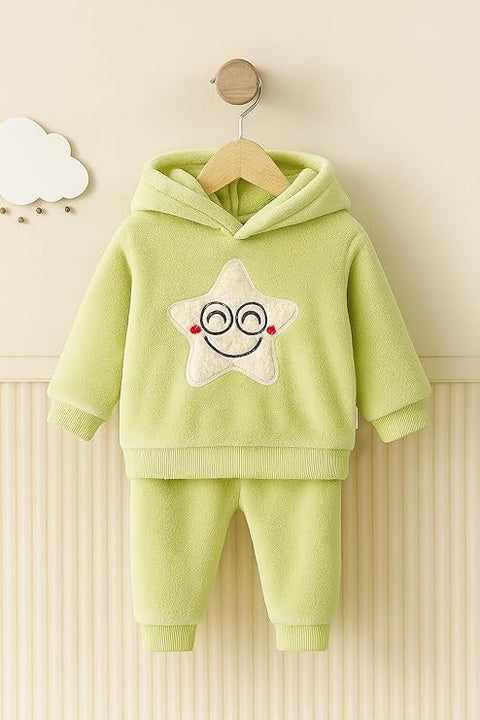 Kid's Smiling Star Warm Fleece Pullover Sweatshirt Hoodie  and Jogger Set