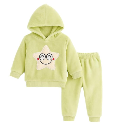 Kid's Smiling Star Warm Fleece Pullover Sweatshirt Hoodie  and Jogger Set