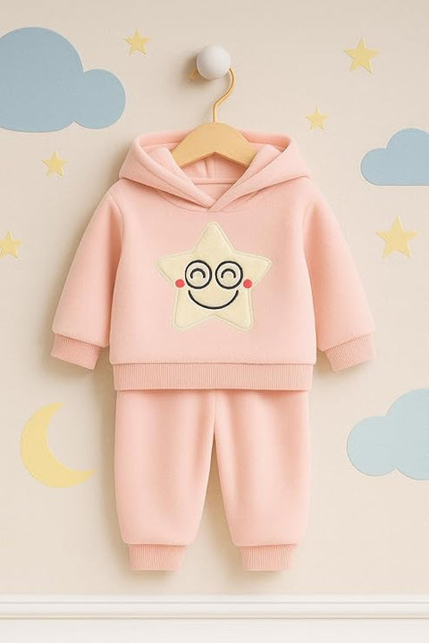 Kid's Smiling Star Warm Fleece Pullover Sweatshirt Hoodie  and Jogger Set