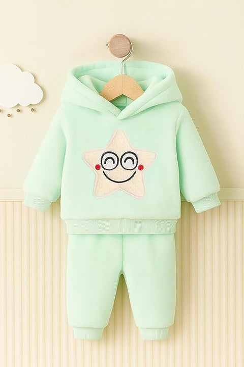 Kid's Smiling Star Warm Fleece Pullover Sweatshirt Hoodie  and Jogger Set