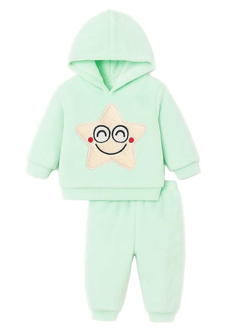 Kid's Smiling Star Warm Fleece Pullover Sweatshirt Hoodie  and Jogger Set
