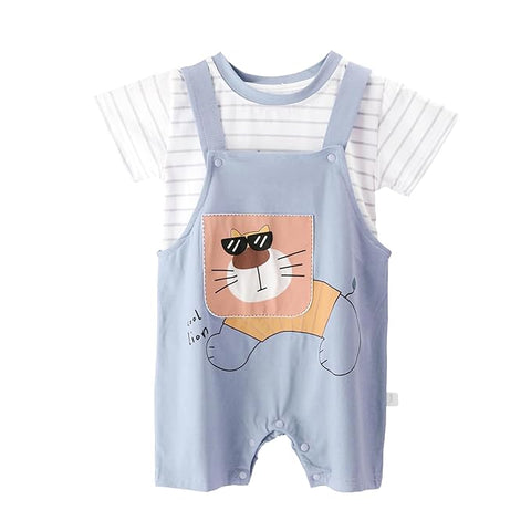 Kids Lion Dungaree Shorts with T-shirt