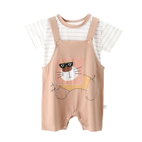 Kids Lion Dungaree Shorts with T-shirt