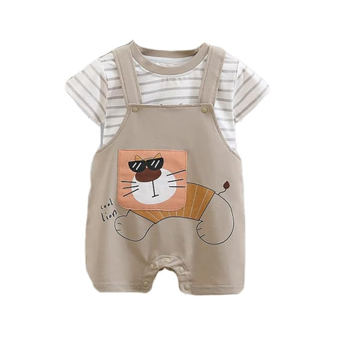 Kids Lion Dungaree Shorts with T-shirt