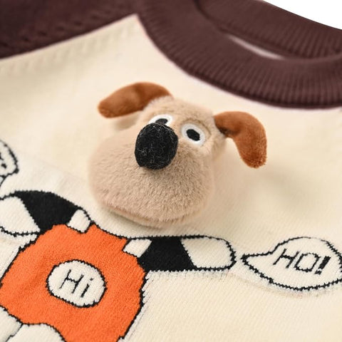 Kid's 3D Dog Print Flat Knit Woolen Sweater Pullover