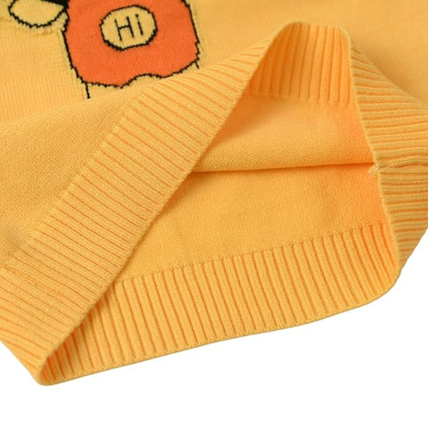 Kid's 3D Dog Print Flat Knit Woolen Sweater Pullover