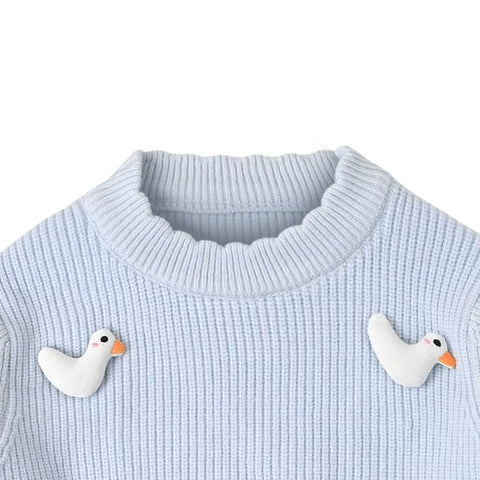 Girls Cute 3D Duck Cartoon Winter Sweater Warm Woolen Pullover