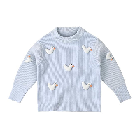 Girls Cute 3D Duck Cartoon Winter Sweater Warm Woolen Pullover