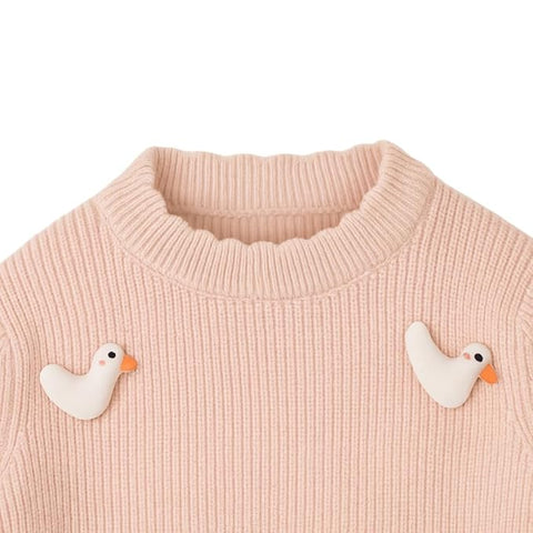 Girls Cute 3D Duck Cartoon Winter Sweater Warm Woolen Pullover