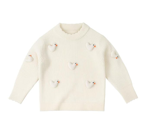 Girls Cute 3D Duck Cartoon Winter Sweater Warm Woolen Pullover